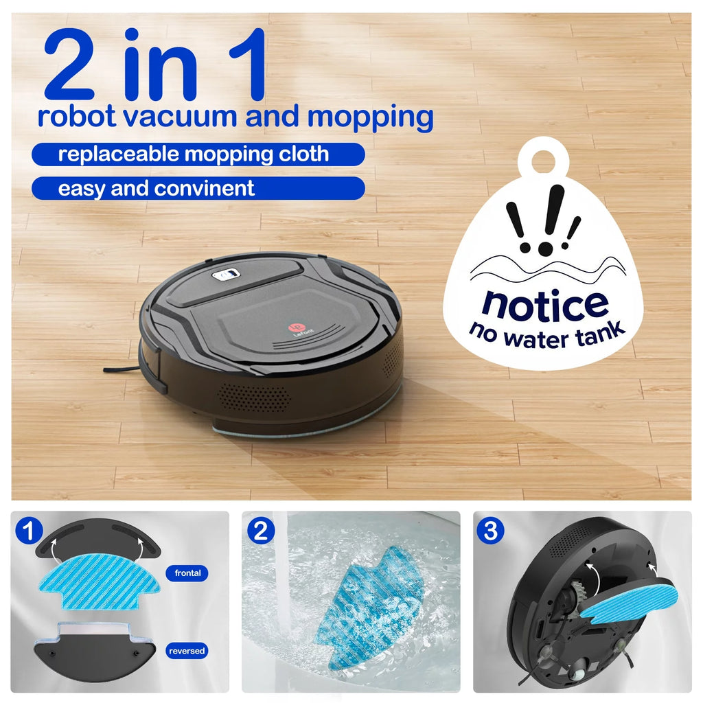 2 in 1 Robot Vacuum and Mop Combo, Black J421932