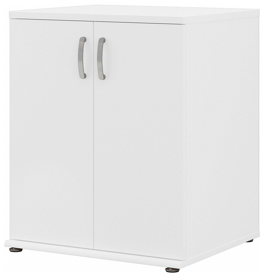 White Floor Storage Cabinet with Doors and Shelves O20569