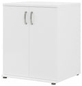 White Floor Storage Cabinet with Doors and Shelves O20569