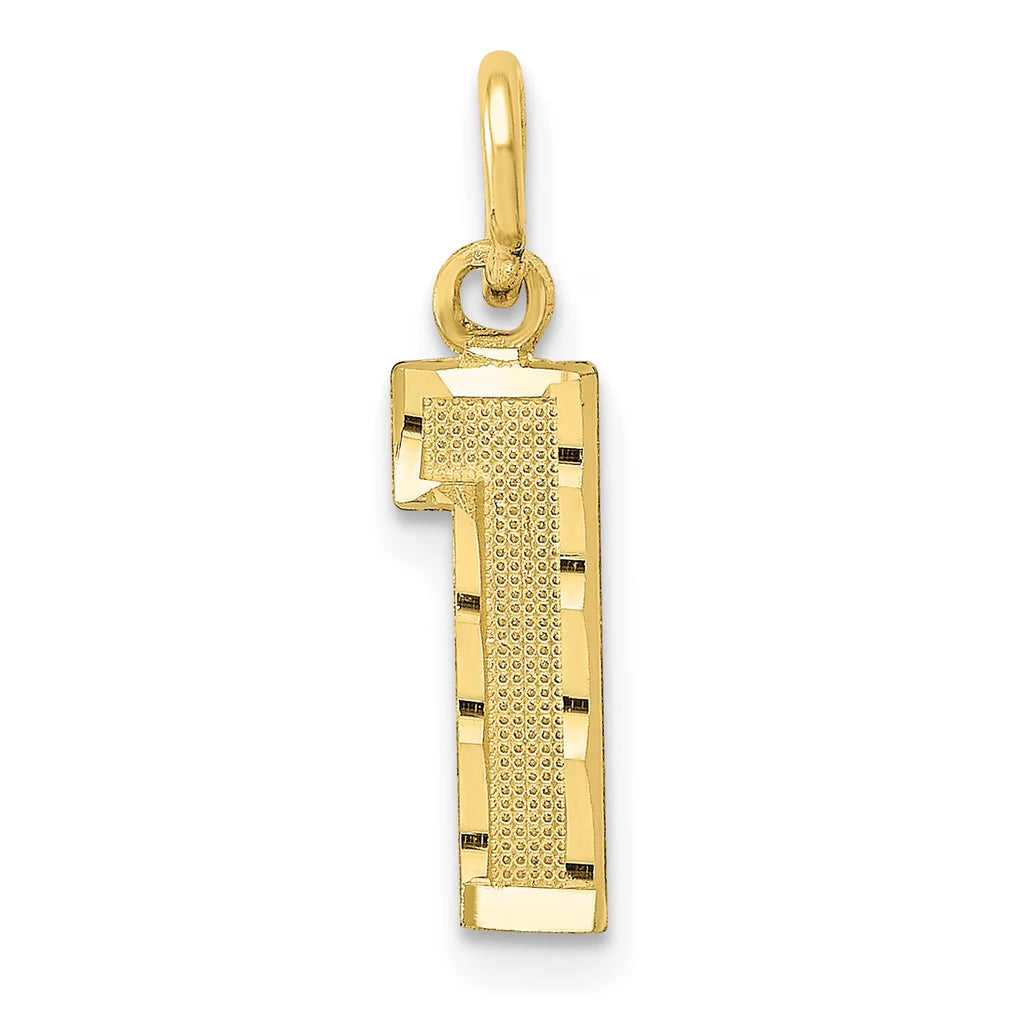 10K Yellow Gold Diamond Cut Number 1 Charm S208