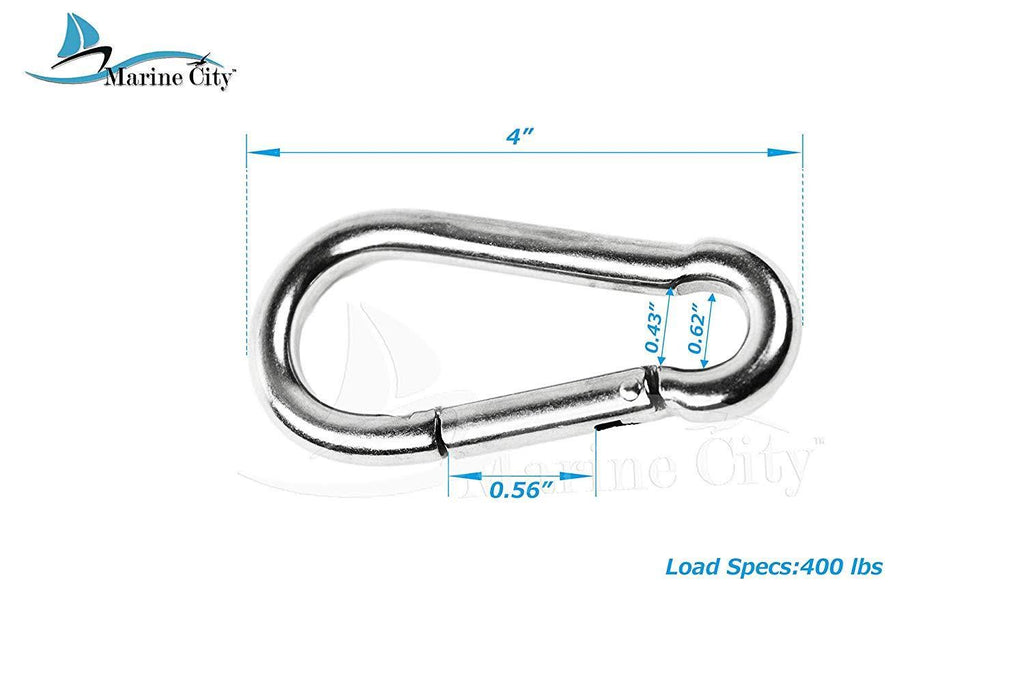 316 Stainless-Steel 4” Carabiners 10pcs X625426