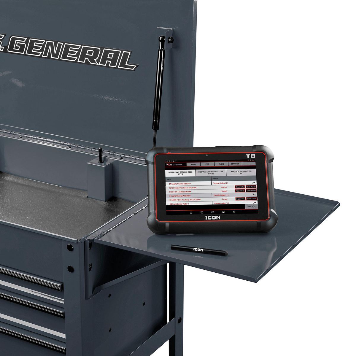 Folding Side Tray for 4-Drawer Tech Cart, Slate Gray Z4343
