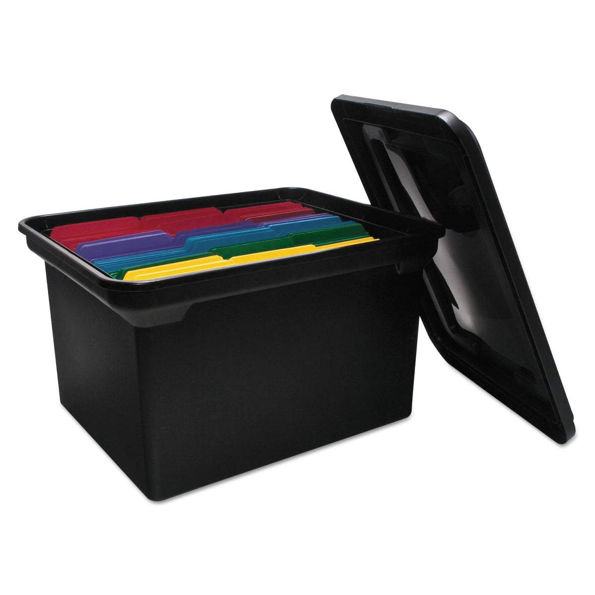Black Plastic File Tote Storage Box with Lid N82569