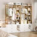 81.2" White Freestanding Closet Organizer with 3 Drawers and Shelves D7832