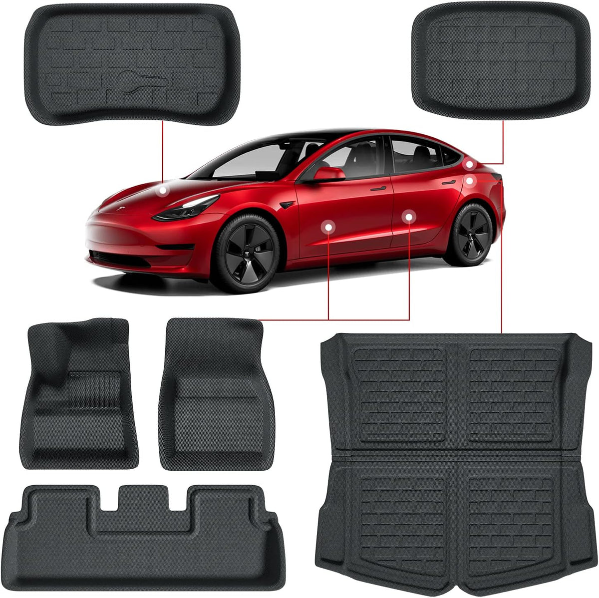 6 Pieces XPE Material Floor Mats with Cargo Liner L749