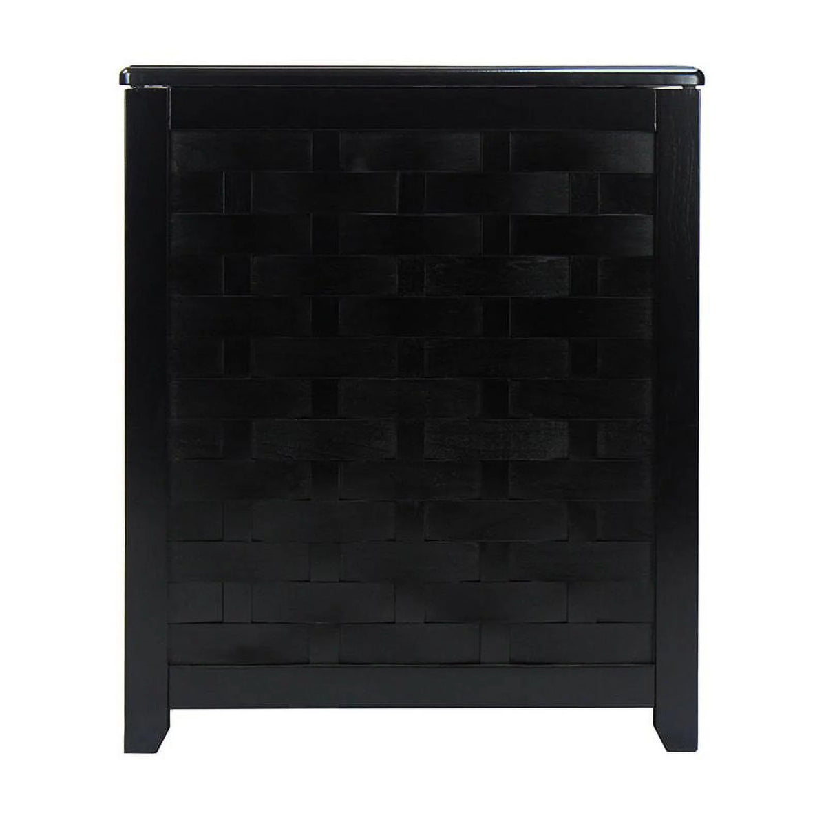 Black Rectangular Wood Laundry Hamper with Interior Bag Q181