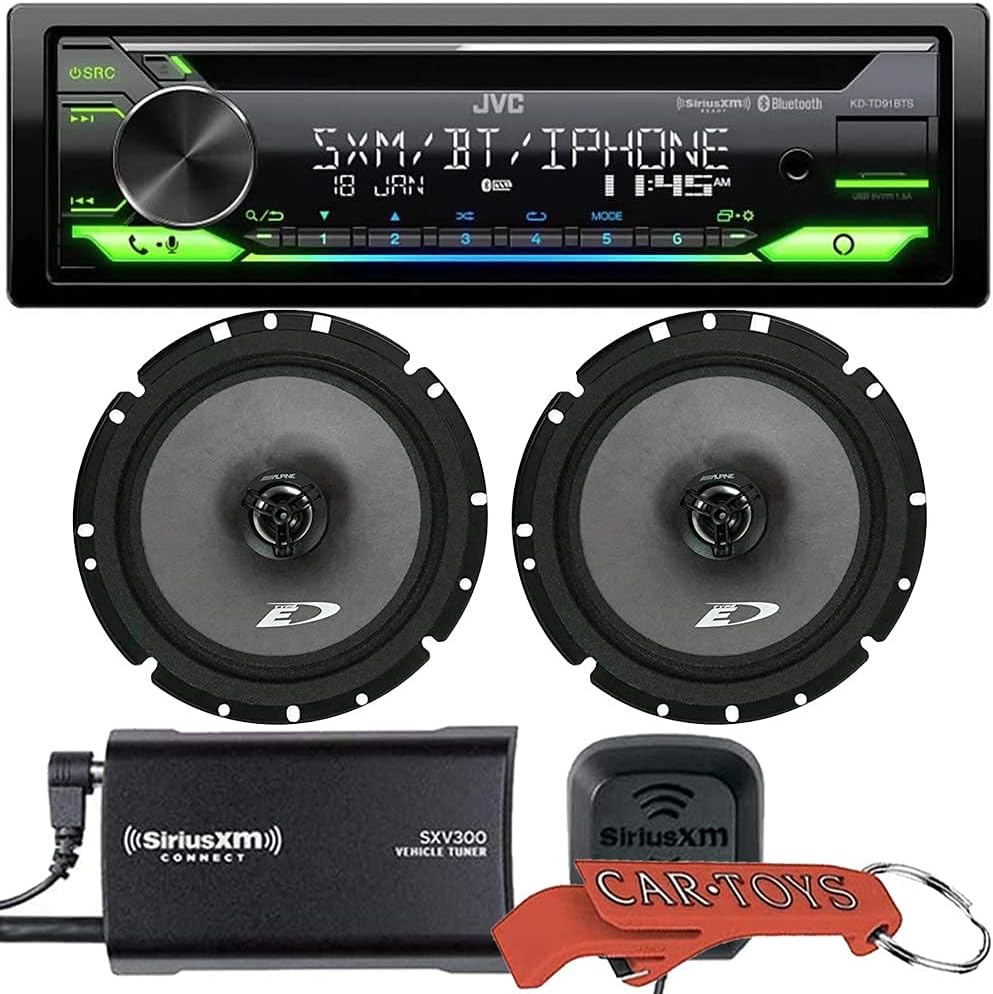 Car CD Receiver with SiriusXM Satellite Radio Tuner and Alpine Coaxial Speakers K599