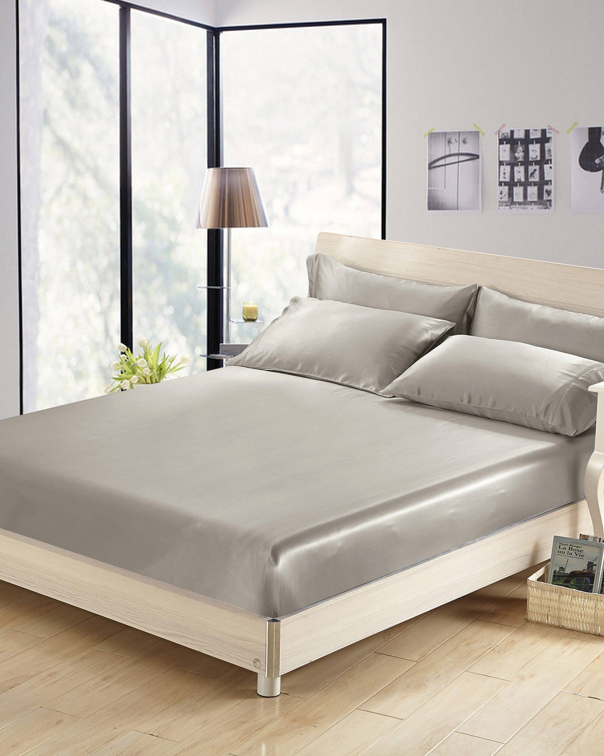 Fitted Sheet Seamless 19 Momme Silvergray 152 x 203 + 40cm O846