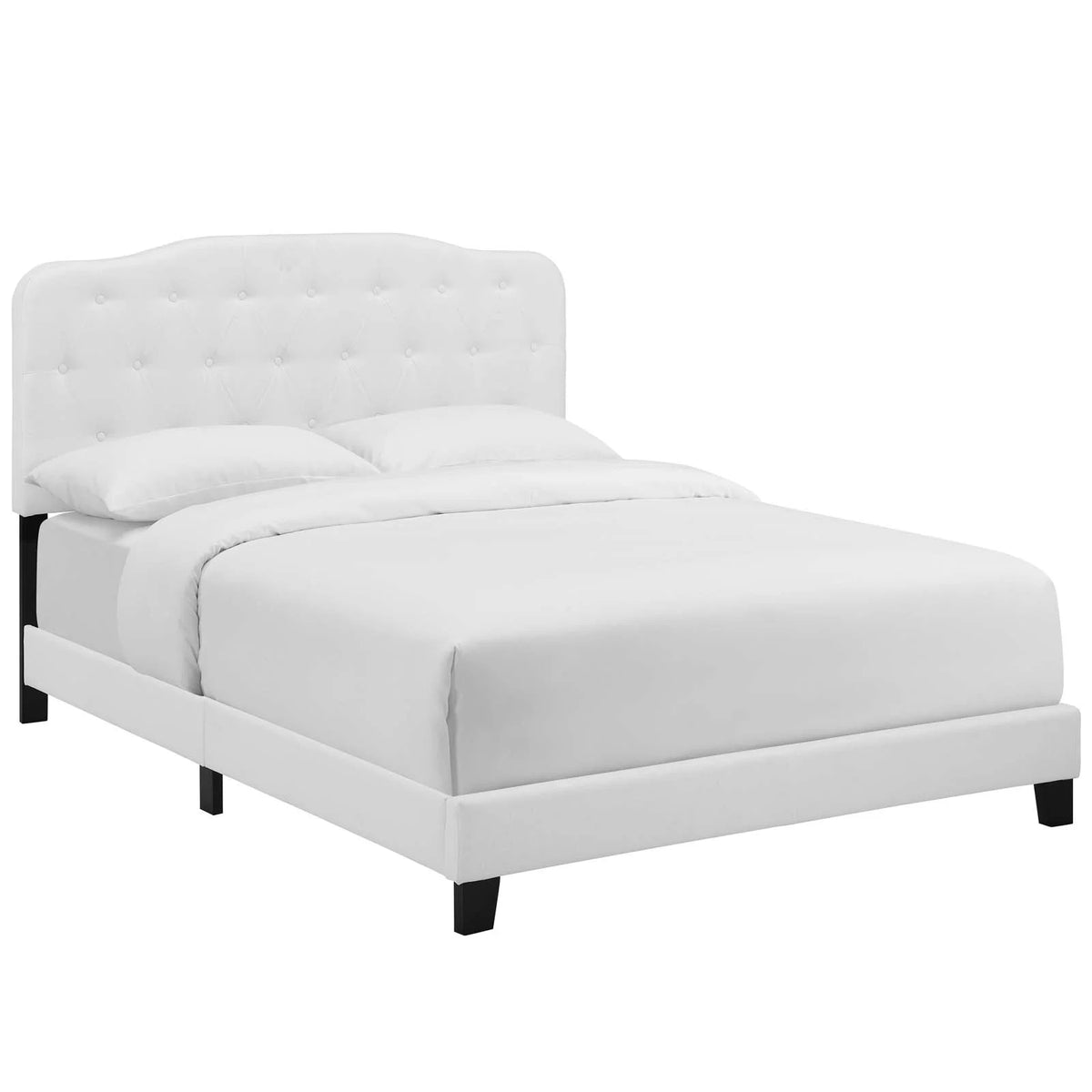 Twin Upholstered Fabric Bed in White S202404