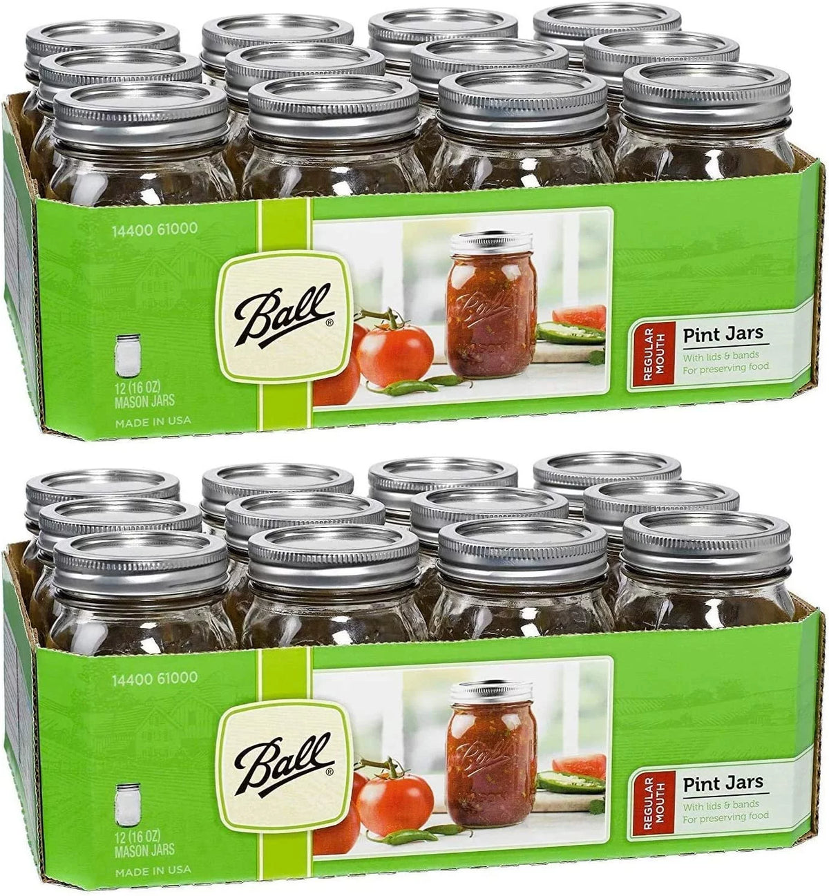 16-oz Mason Jar with Lids and Bands Pack of 24 H16534