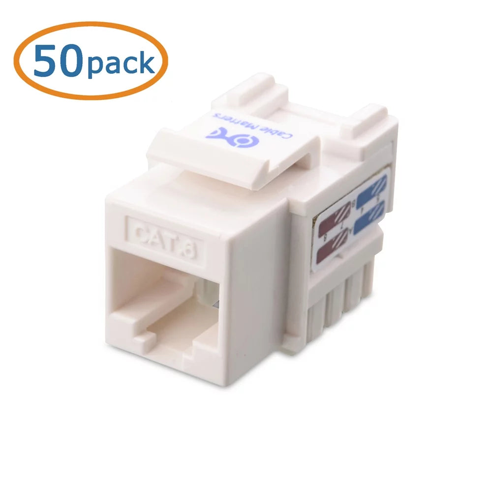 White RJ45 Keystone Jack 50-Pack with Punch-Down Stand Y51372