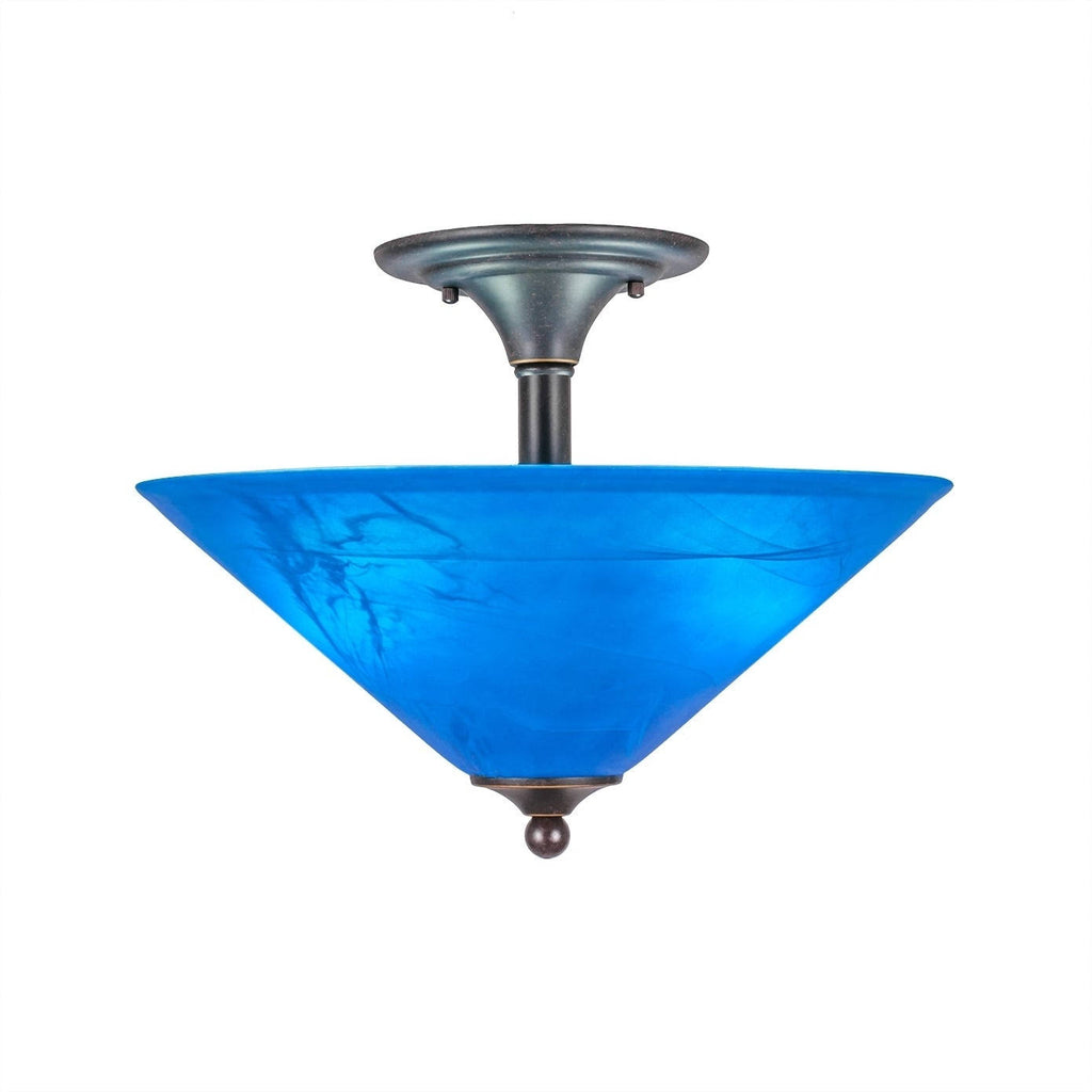 Two Light Semi-Flush Mount with Gray Linen Glass S611929