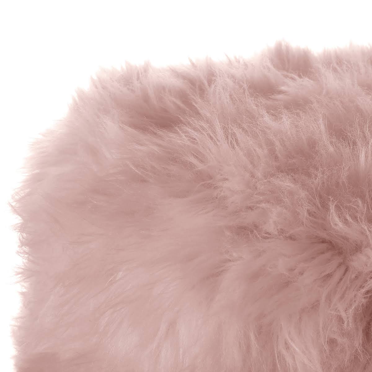 Blush/Gold Faux Fur Round Ottoman Z4094