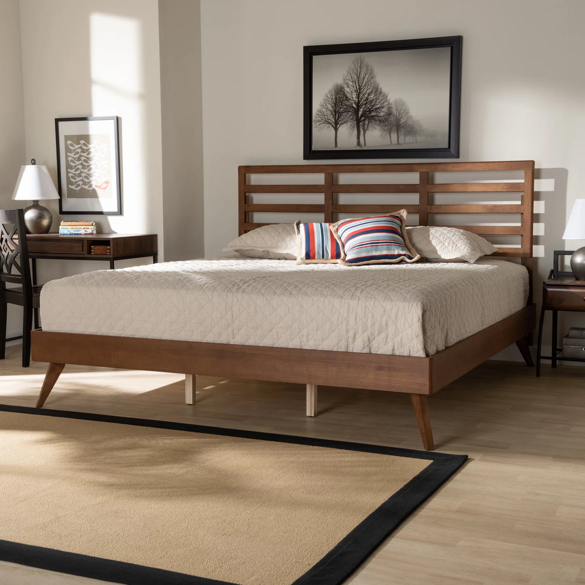 King Ash Walnut Platform Bed L9893