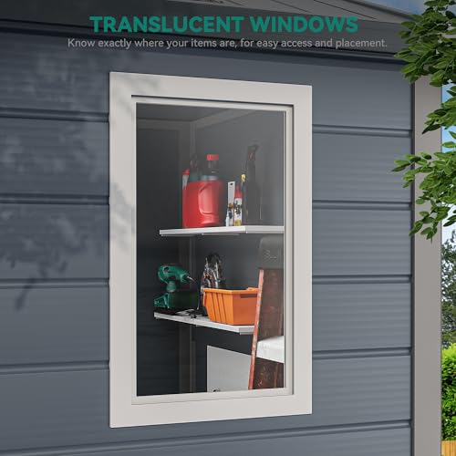 8x6.2FT All-Weather Plastic Outdoor Storage Shed with Lockable Doors T99734