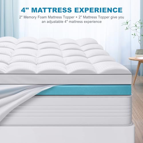 Queen Size 4 Inch Dual Layer Memory Foam Mattress Topper H317