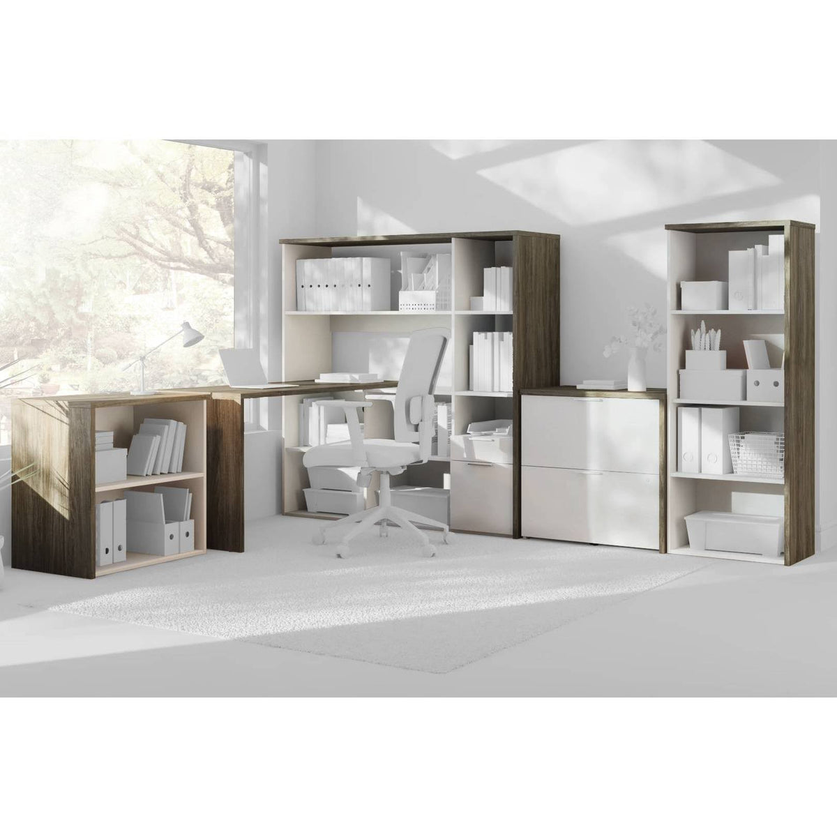 Walnut Grey White Bookcase E850493