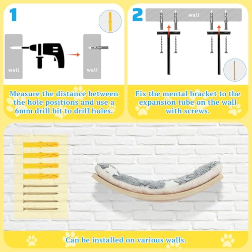 Set of 4 Cat Wall Shelves and Bridge Ladder I529246