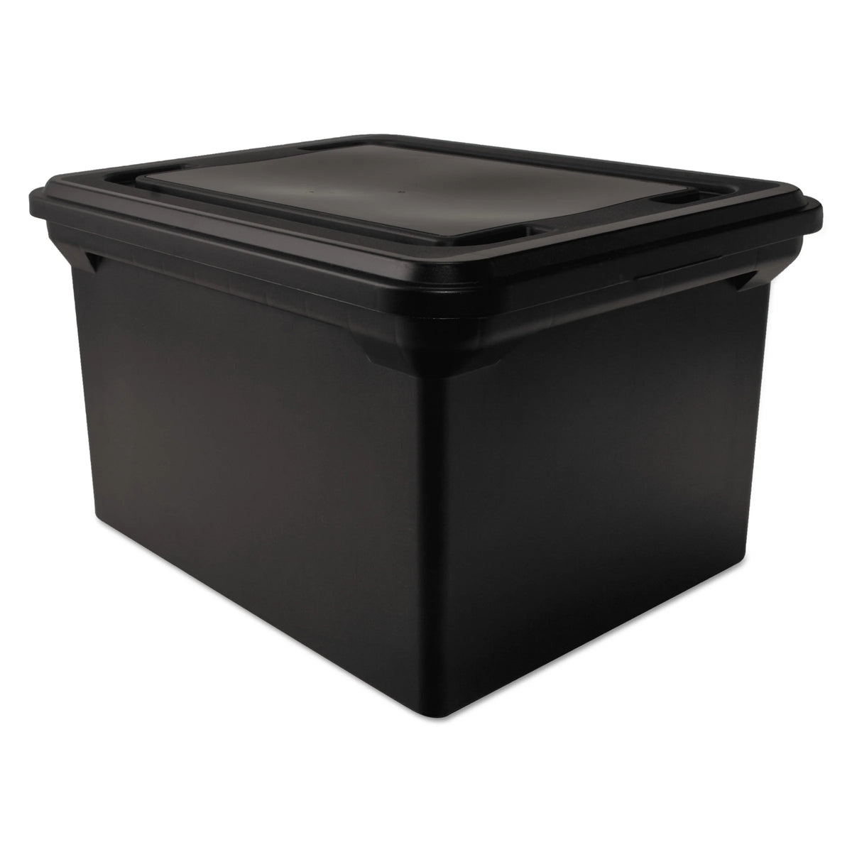 Black Plastic File Tote Storage Box with Lid N82569