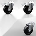 4 inch Soft Rubber Swivel Bolt Hole Caster Set with 2 Total Lock Brake D74035