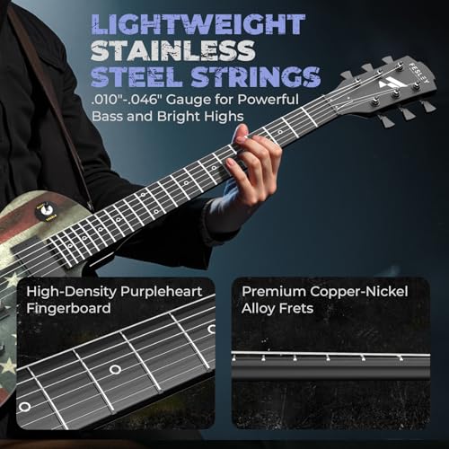 39" Solid Body Electric Guitar with Humbucker Pickups, Poplar Body, Mahogany Neck, 22 Frets, 6 String, Gig Bag, Matte, Camouflage X43135