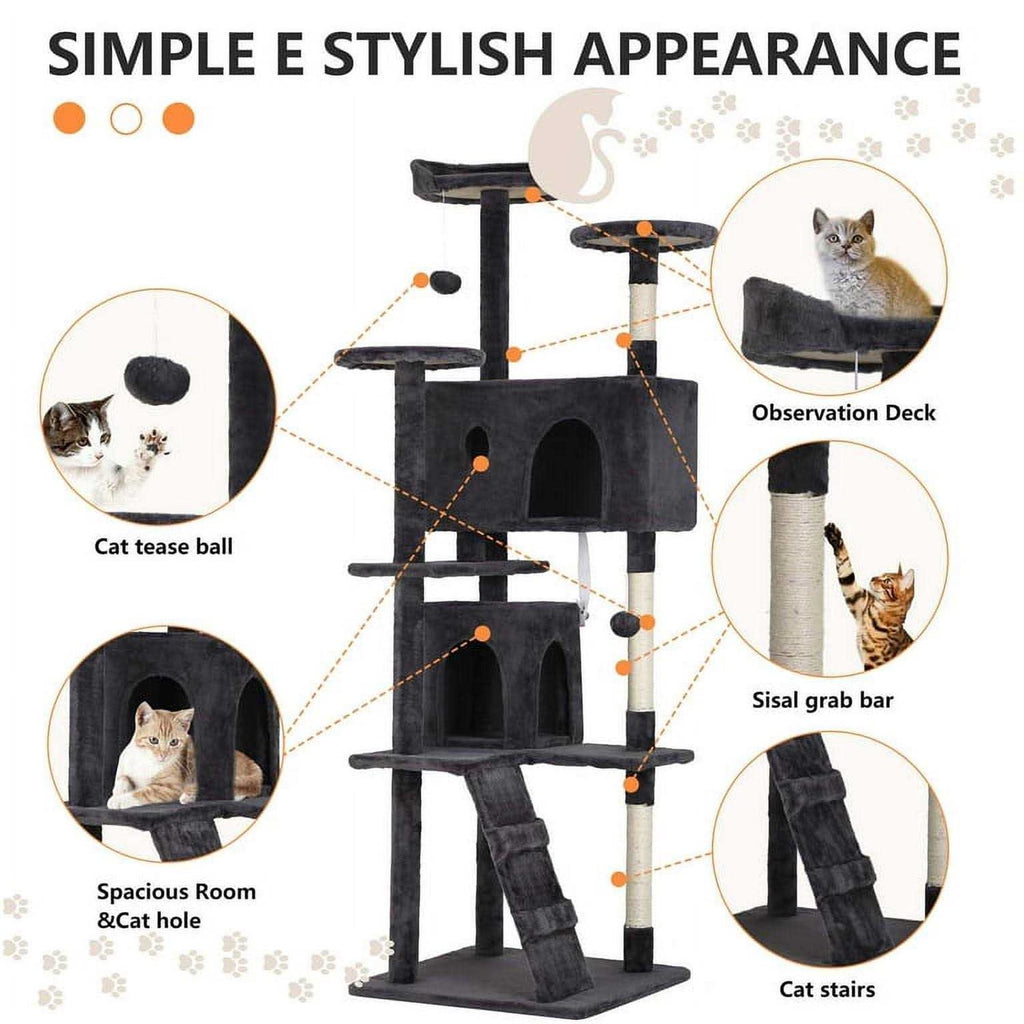 70-in Cat Tree Tower with Scratching Post O10229