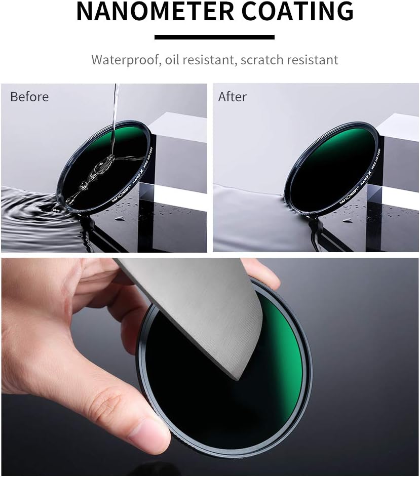 77mm ND1000 10-Stop Fixed Neutral Density Filter, HD Hydrophobic Super Slim Multi-Layer Coatings Glass Filter, Pack of 2 R284