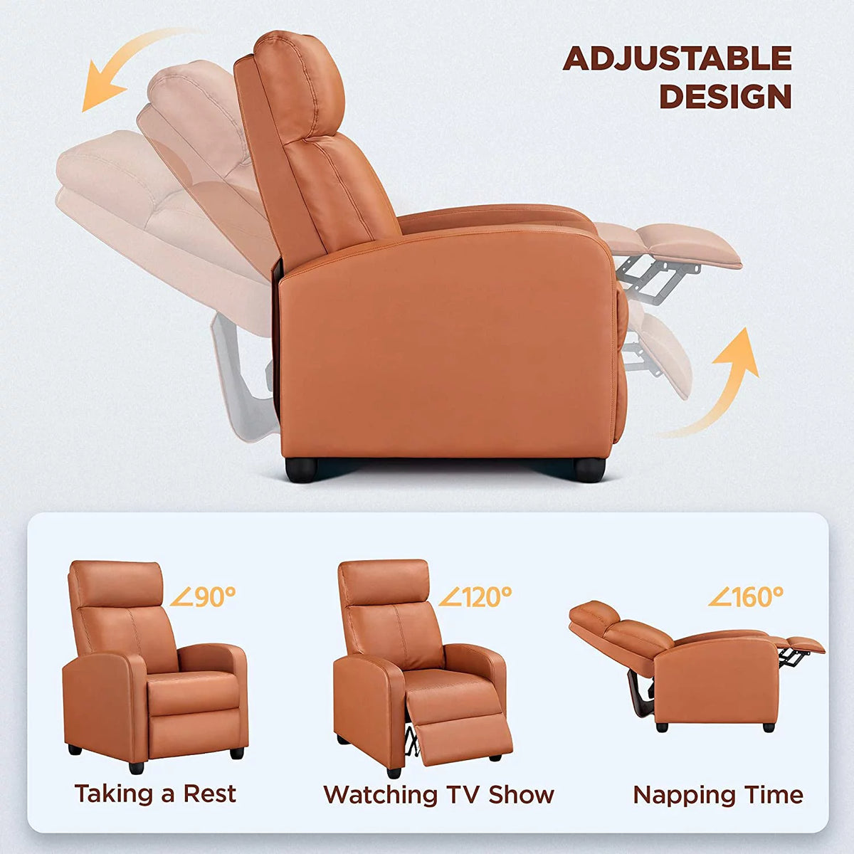 Tan Faux Leather Recliner Chair G12971