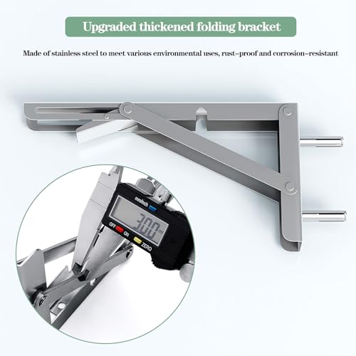 Stainless Steel Wall Mounted Folding Table with Metal Brackets, 120x40cm T694345