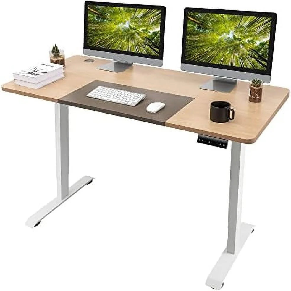 Height Adjustable Electric Standing Desk 55 x 28 Inches White L62138