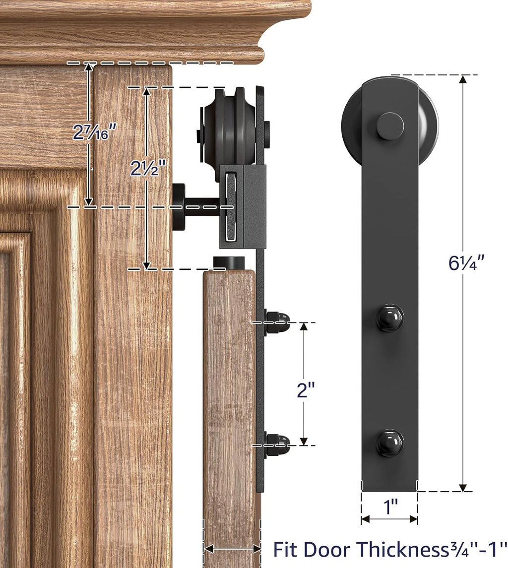 6.6FT Double Door Sliding Barn Door Hardware Kit W169211