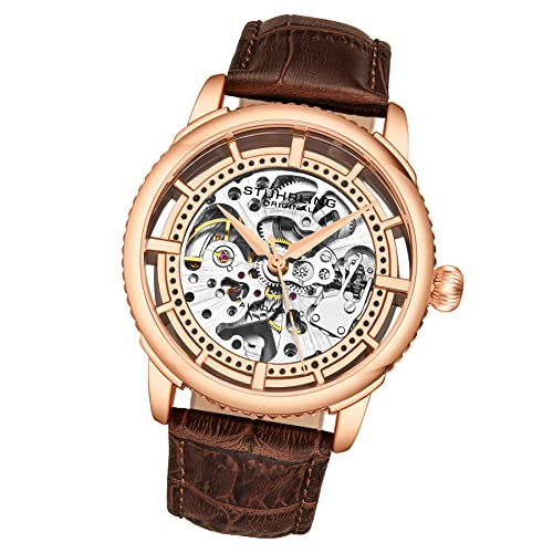 Mens Automatic Skeleton Stainless Steel Self Winding Dress Watch with Leather Band C79441