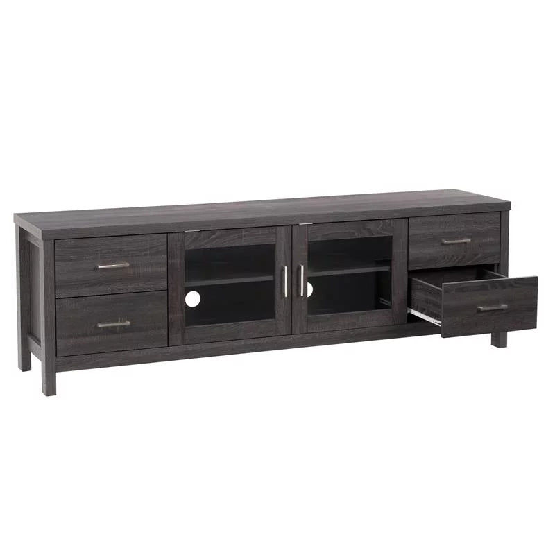 Dark Gray Engineered Wood TV Stand with Closed Storage V2829