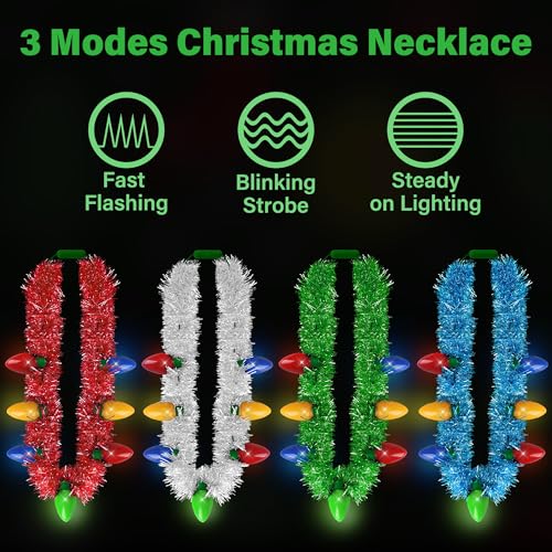 Light up Christmas Necklace 4PCS 7 Bulb 3 Modes Y1676