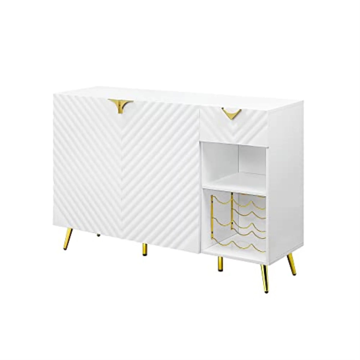 White High Gloss Server with Wine Rack M340365