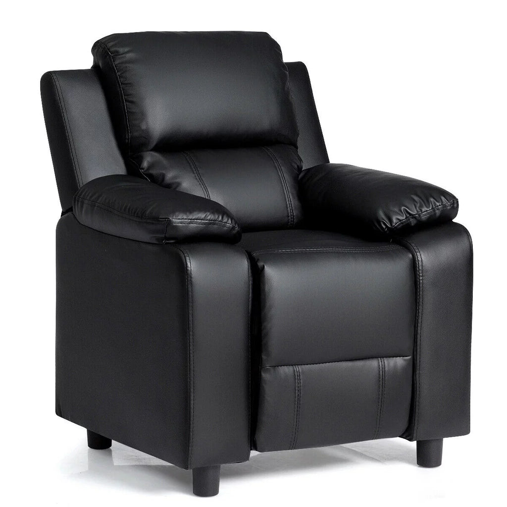 Padded Kids Sofa Armchair with Storage Arm Black M311