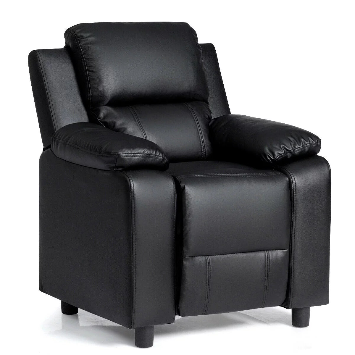 Padded Kids Sofa Armchair with Storage Arm Black M311