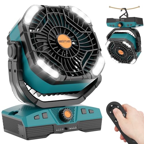 20000mAh Oscillating Portable Rechargeable Camping Fan with Light Hook F751