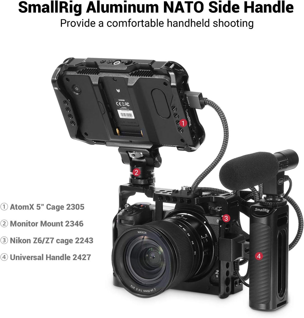 Aluminum NATO Side Handle Grip with Cold Shoe Mount F830
