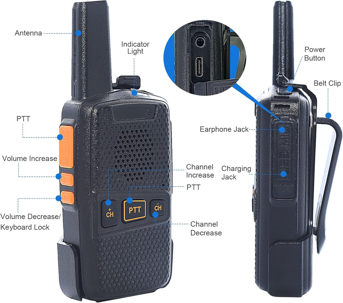 Wireless Intercom System 1.5 Mile Two Way Radio 2 Pack C786475
