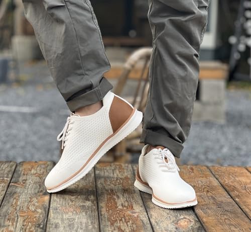 Men's Dress Sneakers Casual Walking Shoes Oxfords Mesh Comfortable Lightweight Breathable Lace-Up B136752