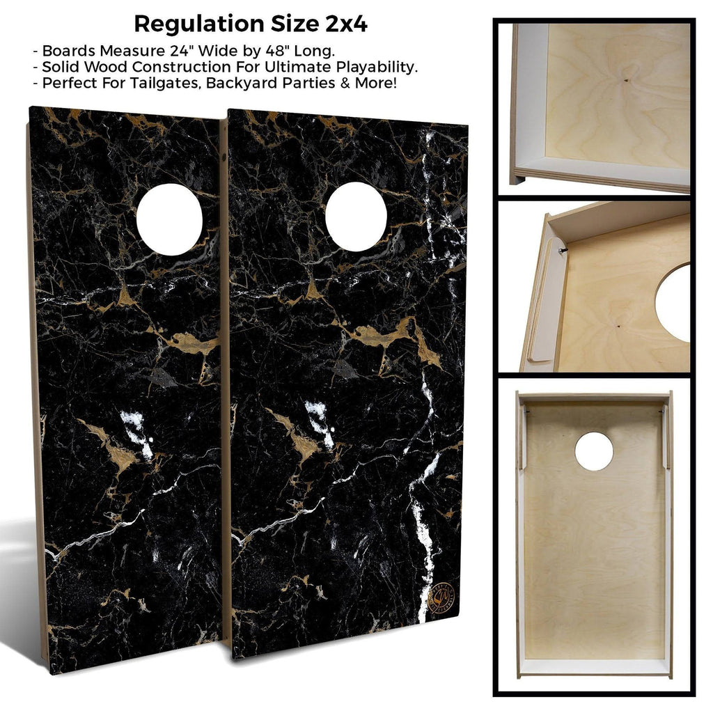 Black Marble Cornhole Set with Carrying Case C3758