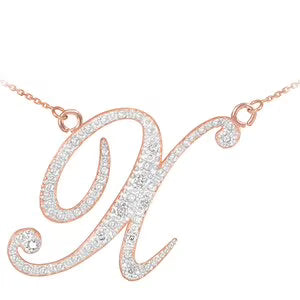 18" Rose Gold Diamond Initial Necklace O587