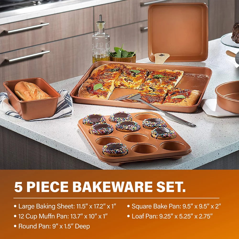 32 Pcs Nonstick Cookware Bakeware and Food Storage Set W953618