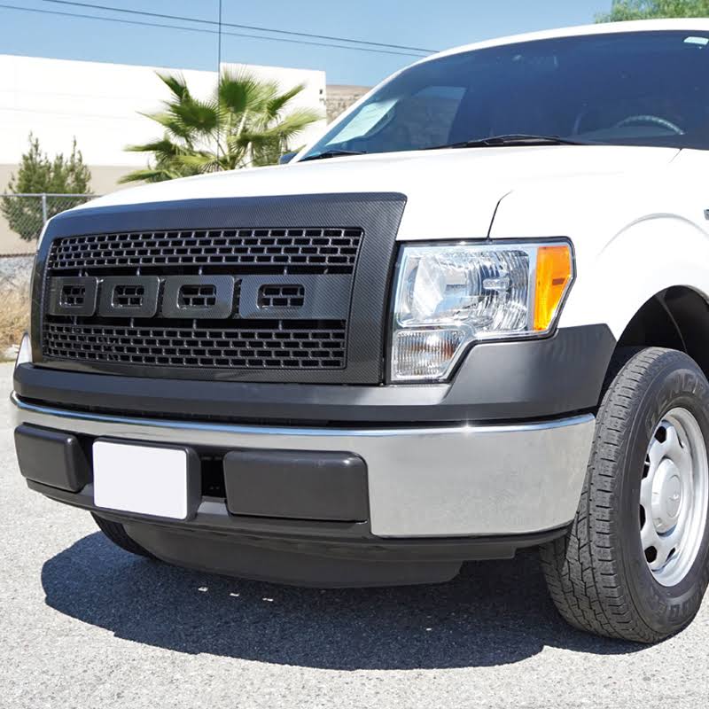 Gray ABS Carbon Fiber Look Front Hood Grille for Ford F150 P64868