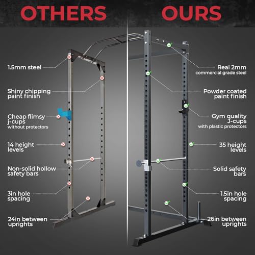Power Rack with Safety Bars and J-Hooks H900095