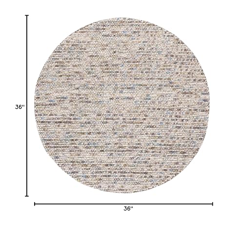 9' x 12' Beige Handmade Wool Area Rug R37757