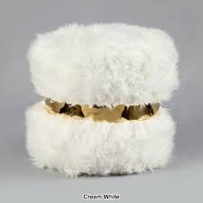 Blush/Gold Faux Fur Round Ottoman Z4094