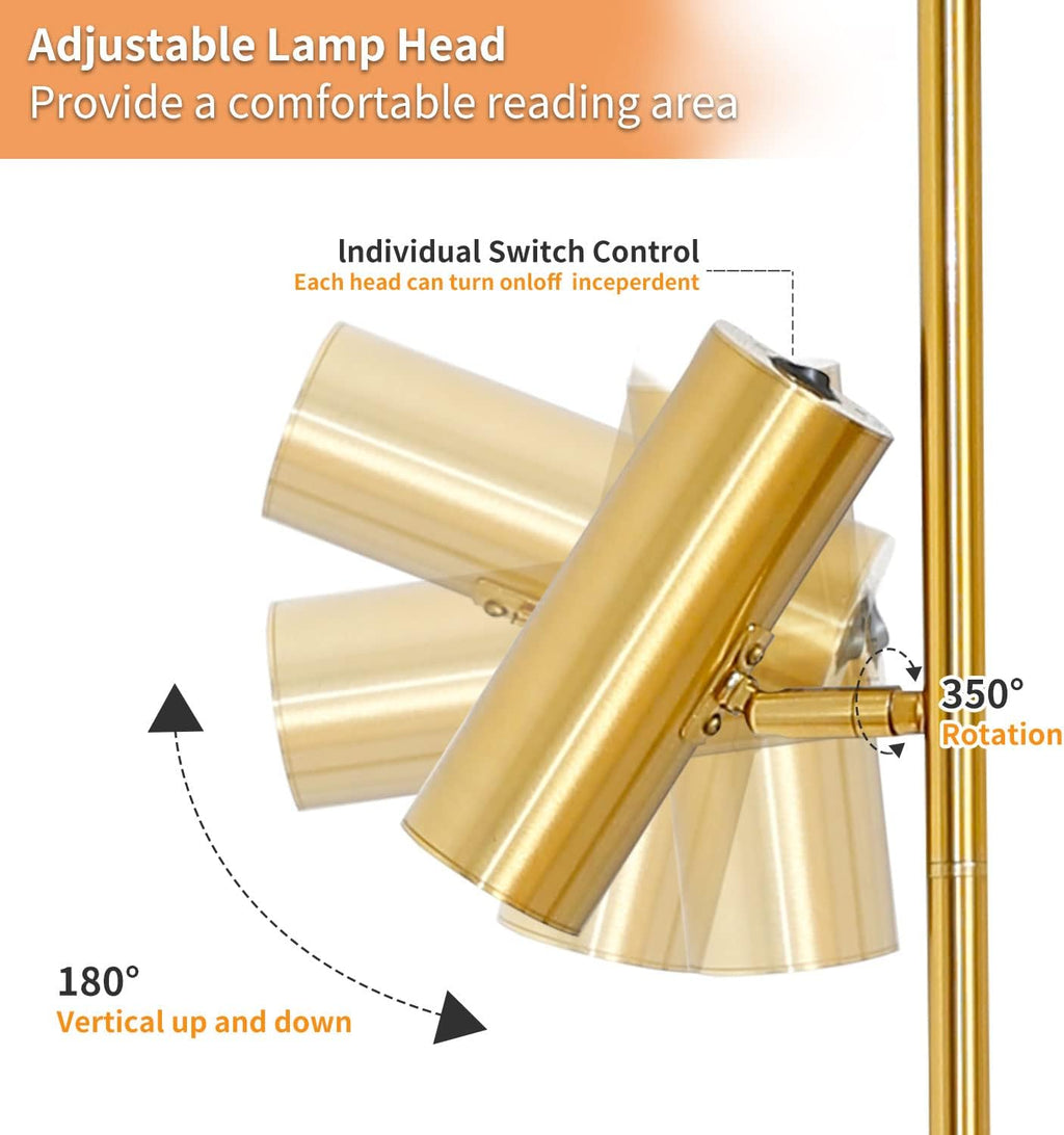 Double Head Floor Lamp with Foot Switch, Brass/Gold Finish E343971