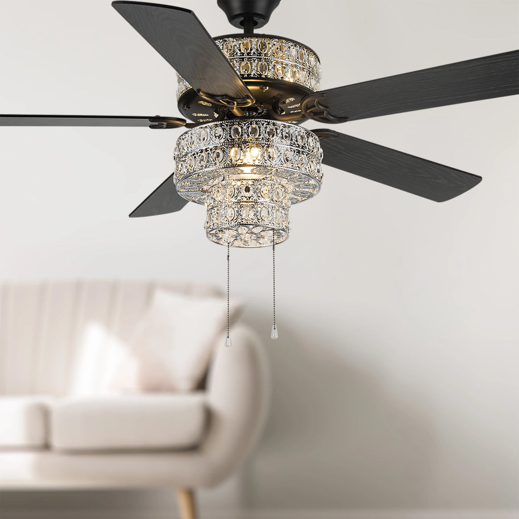 52" Crystal LED Ceiling Fan with Light M372